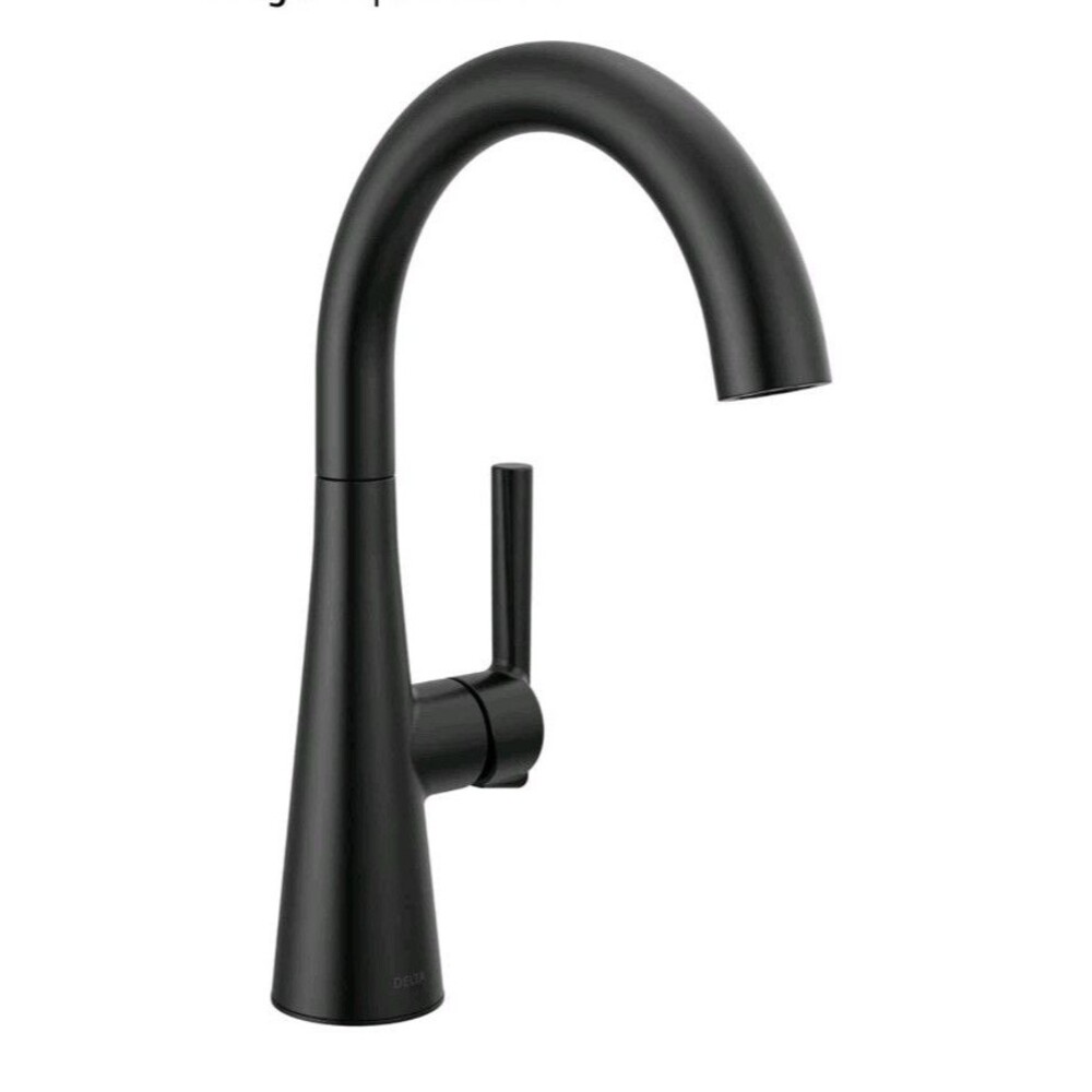 Delta Modern Matte Black Single Hole Bar Sink Faucet 14882LF-BL
